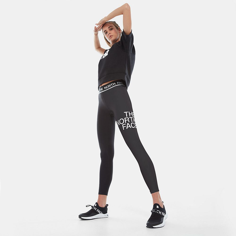 The North Face Leggings Womens Australia - The North Face Flex Mid Rise Black / White Running & Trai